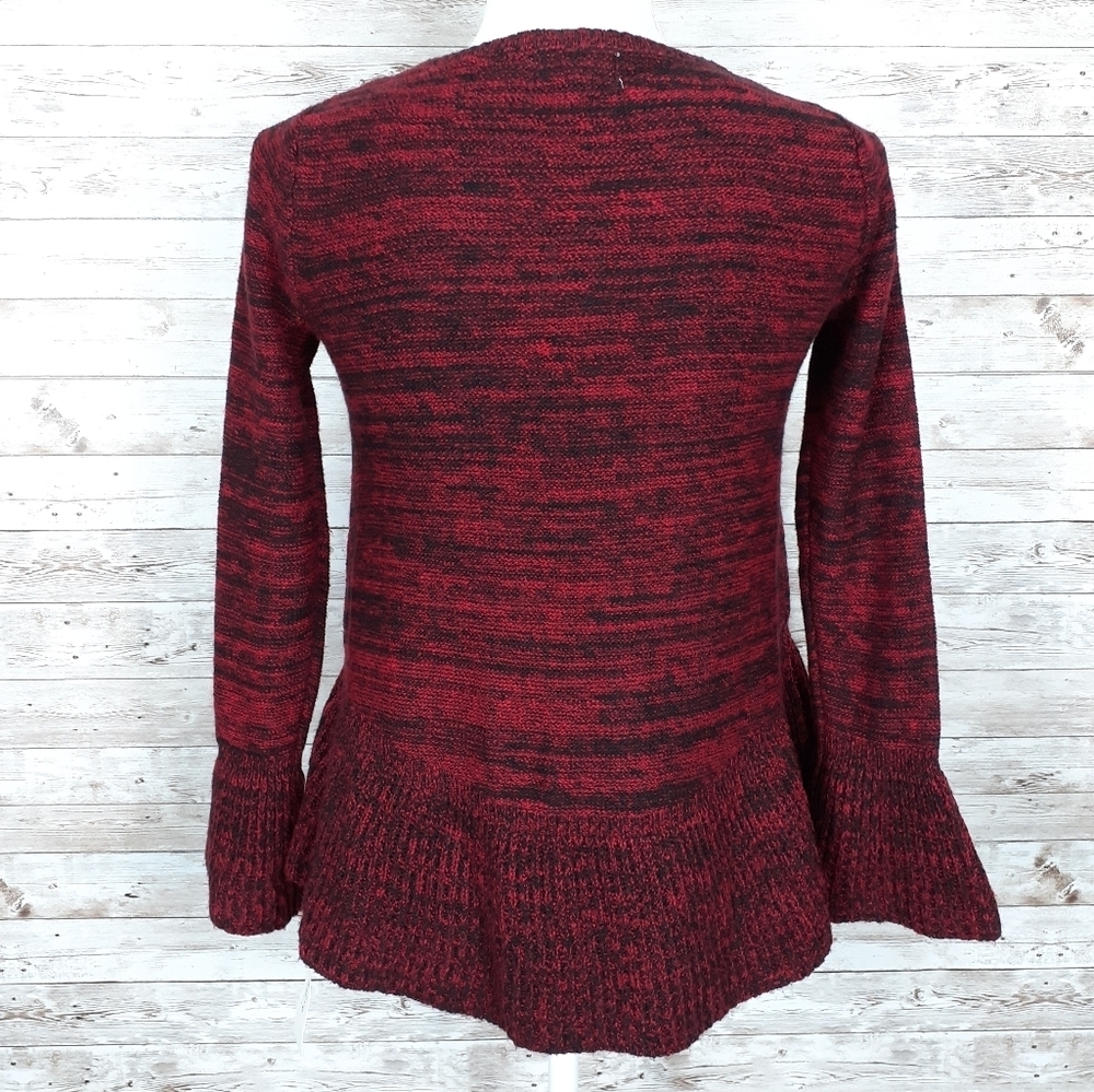 Style & Co Peplum Sweater PP Black Red 354 - Picture 2 of 6